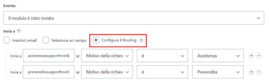 Gravity Forms Invio Email Configura Routing