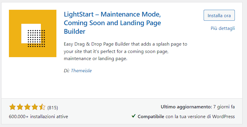 Installare Lightstart Maintenance Mode