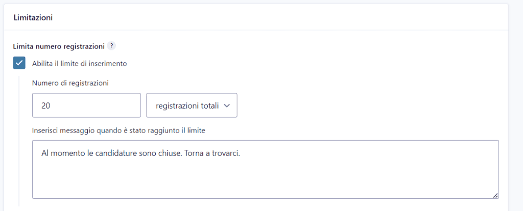 Limitazione Numero Registrazioni Gravity Forms