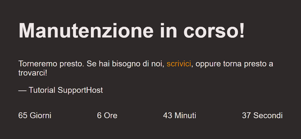 Pagina Manutenzione In Corso Con Conto Alla Rovescia