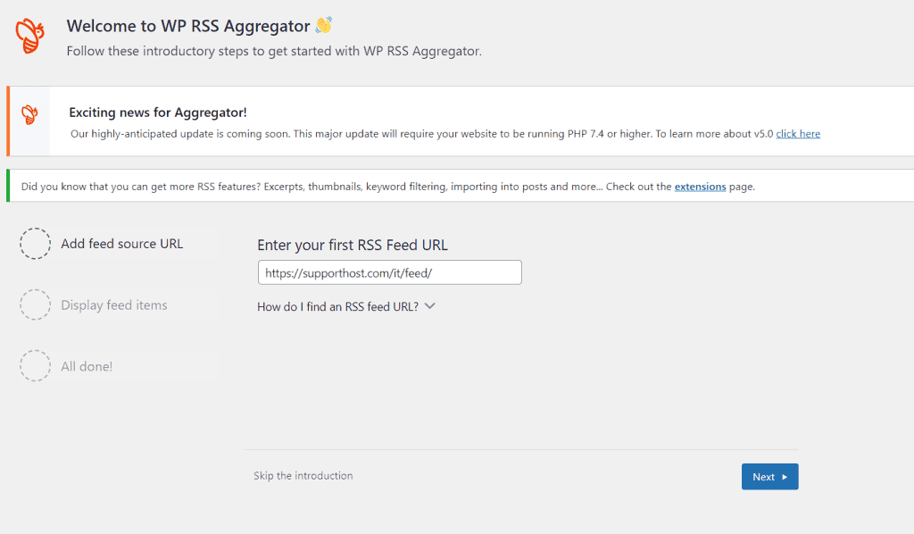 Rss Aggregator Inserire Url