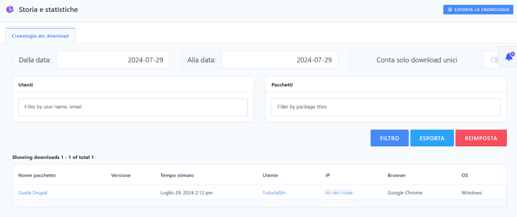 Statistiche Download Manager