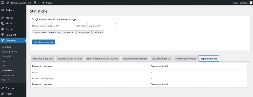 Statistiche Simple Download Monitor