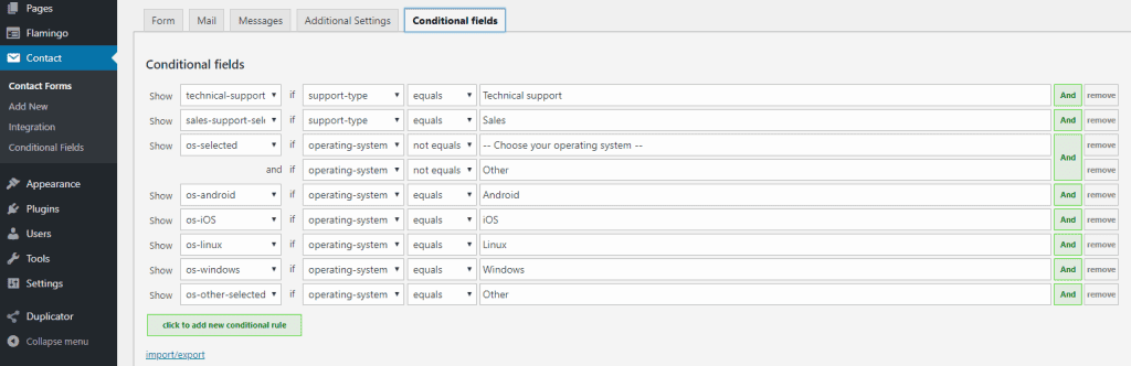 Conditional Field Cf7