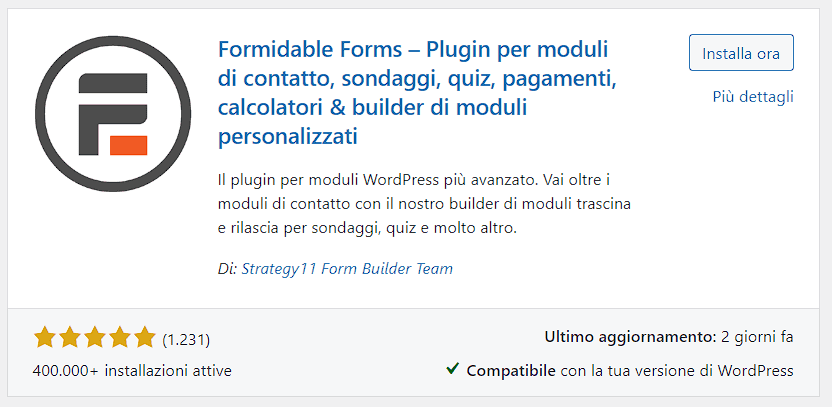 Formidable Forms Scheda Plugin 2024