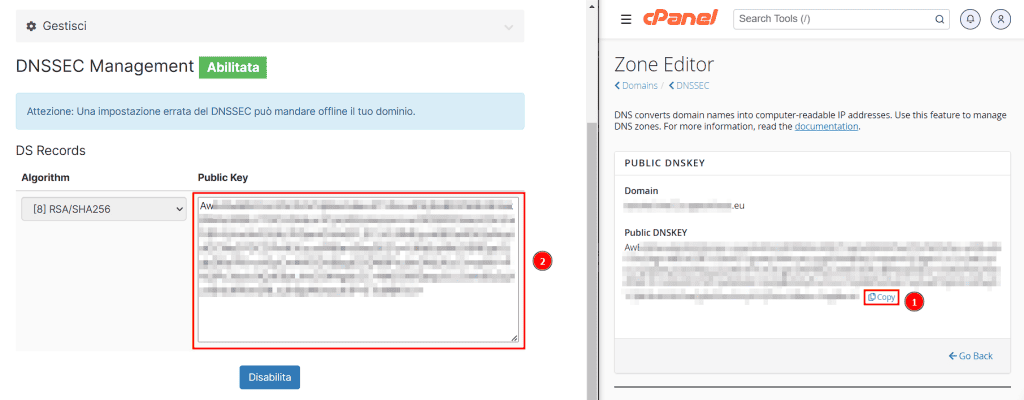 Attivazione Dnssec Dominio Eu Passo2