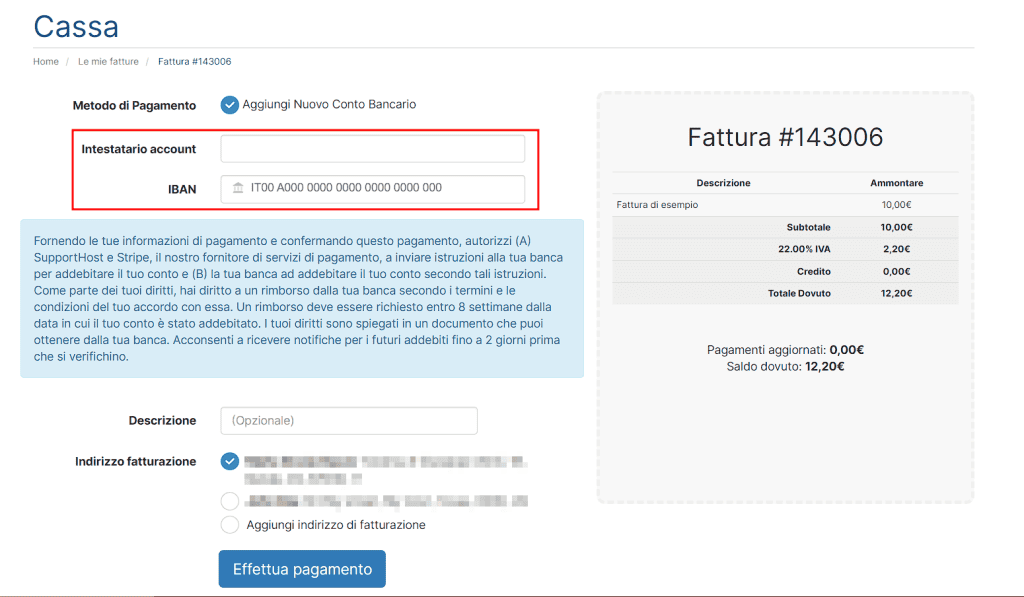 Effettuare Pagamento Conto Bancario Supporthost