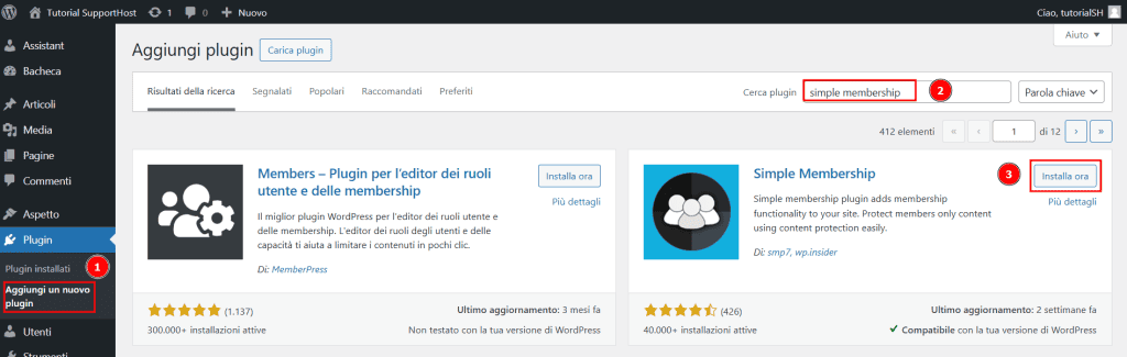 Come Installare Simple Membership Area Riservata WordPress