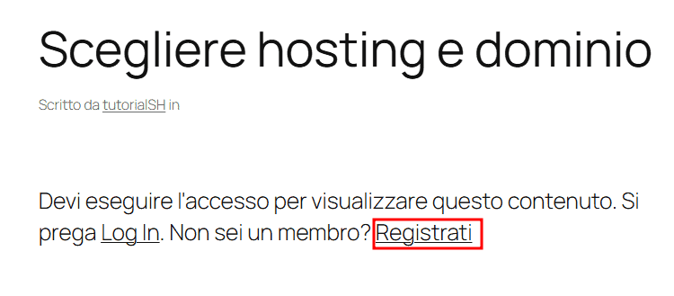 Link Registrazione Messaggio Contenuto Protetto