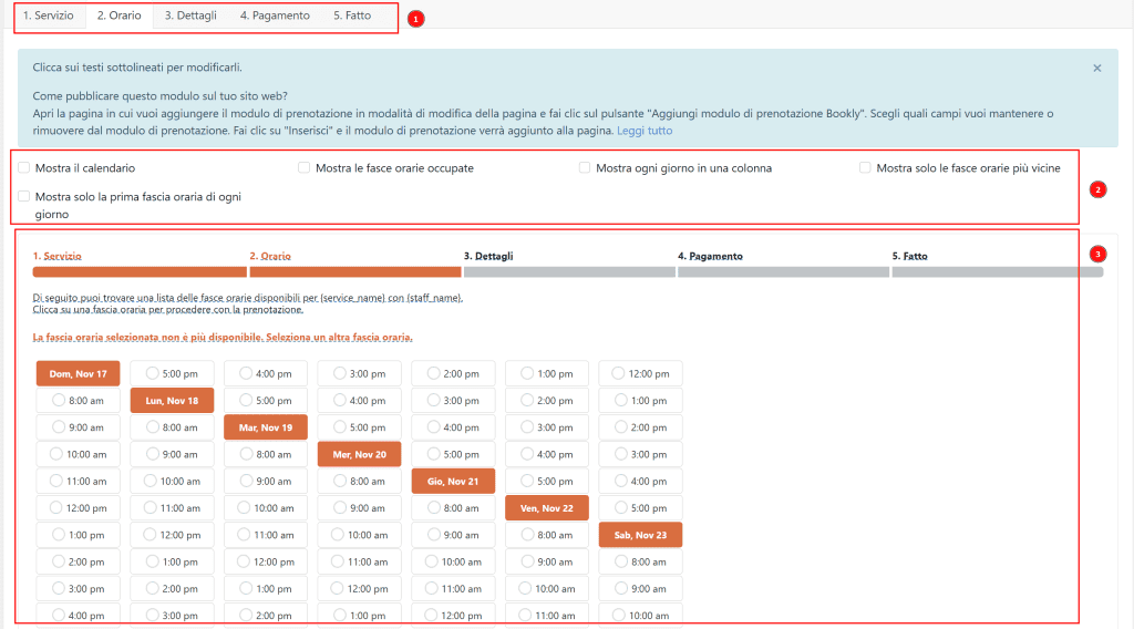 Personalizzazione Plugin Di Prenotazione