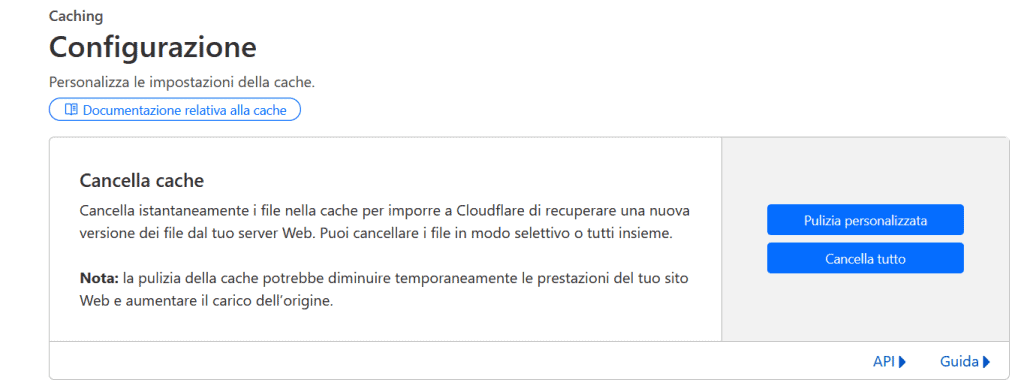 Svuotare Cache Cloudflare