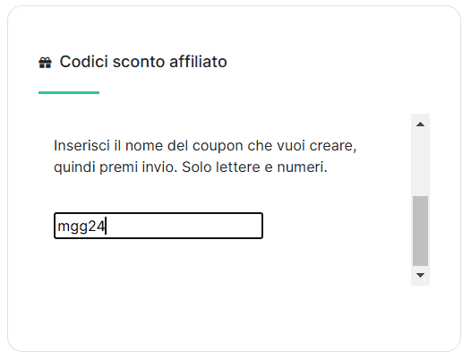 Creare Sconto Affiliato Supporthost