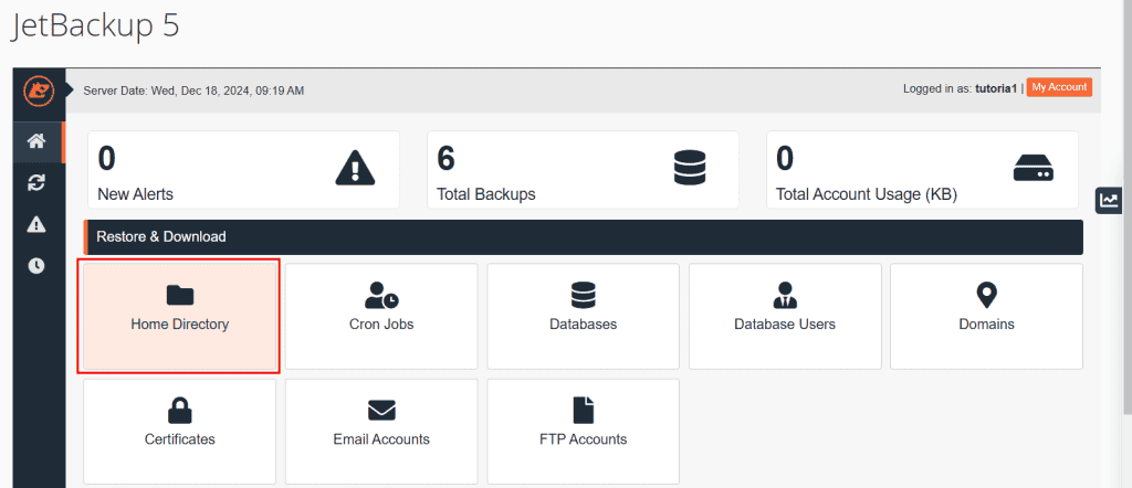 Jetbackup5 Restore Home Directory