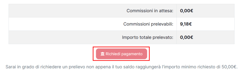 Richiesta Pagamento Affiliazioni Supporthost