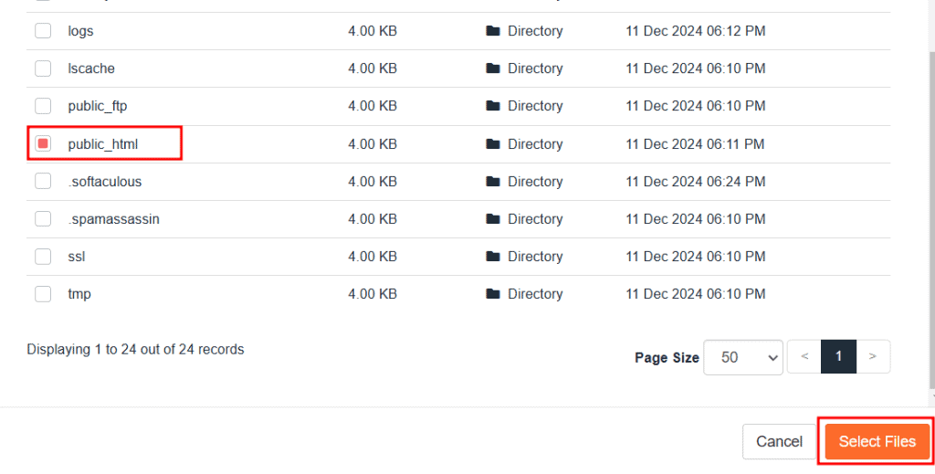 Selezione Dei File Ripristino Jetbackup5