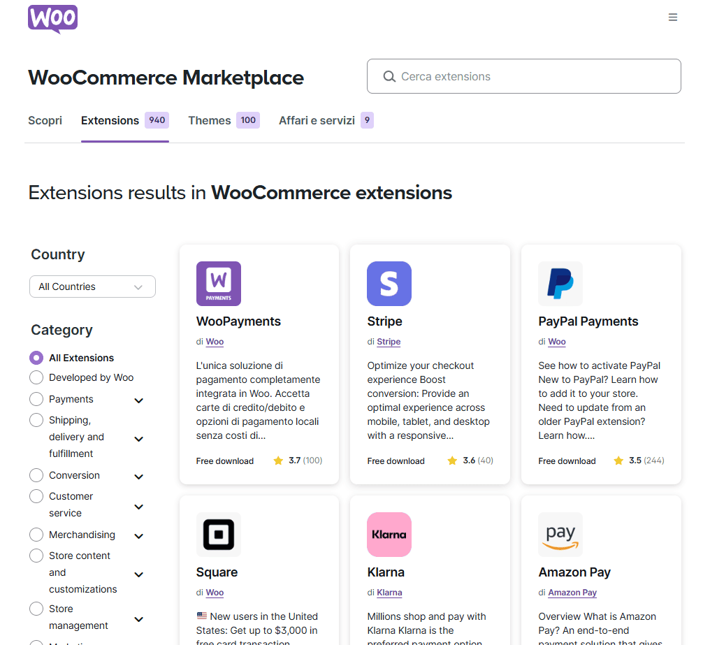 Woocommerce Funzionalita