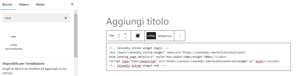 Calendly WordPress Html Personalizzato