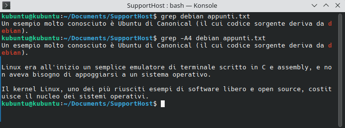 Grep Con Opzione A