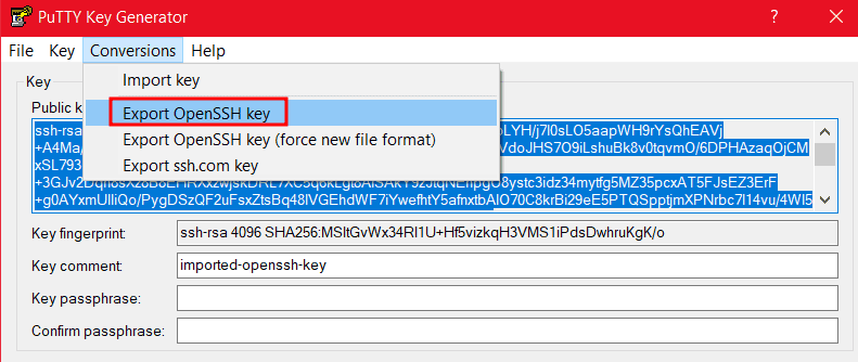 Puttygen Export Open Ssh Key Per Generare Chiave Ssh Visual Studio Code
