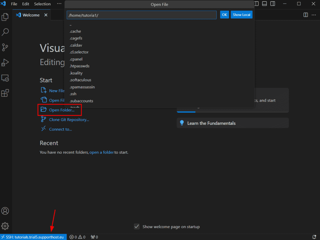 Ssh Connessione Stabilita Visual Studio Code Aprire Cartelle