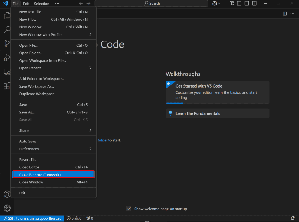 Visual Studio Code Ssh Chiudere Connessione