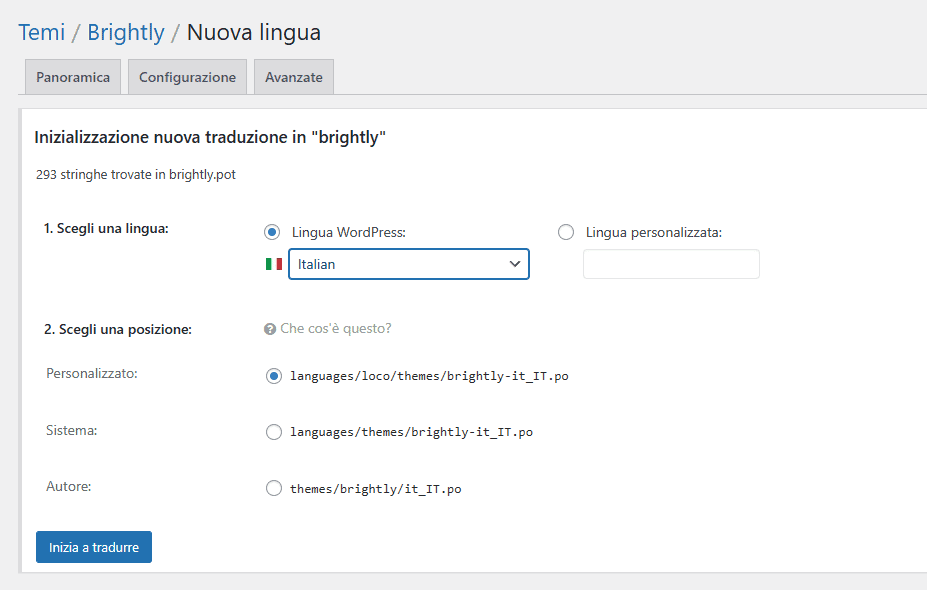 Loco Temi Nuova Lingua Scelta Posizione