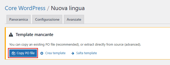 Loco Translate Core WordPress Nuova Lingua