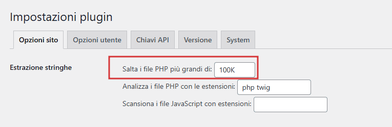 Loco Translate Impostazioni Estrazione File Php