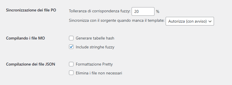 Loco Translate Impostazioni Plugin Opzioni Sito 2