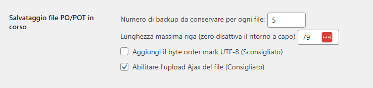 Loco Translate Impostazioni Plugin Opzioni Sito Salvataggio File Po Pot