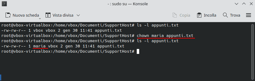 Modificare Proprietario File Comando Chown