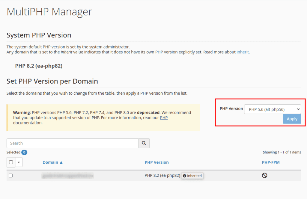 Aggiornare Php Cpanel Multiphp Manager