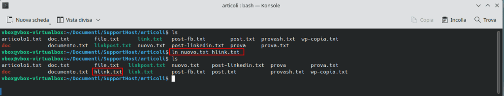 Creare Hard Link File Con Comando Ln