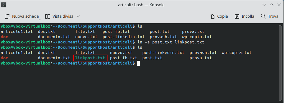 Creare Link Simbolico File Con Comando Ln