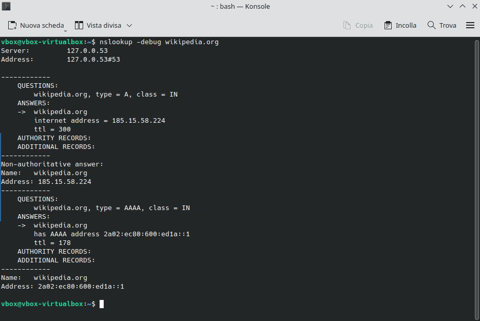 Nslookup Opzione Debug