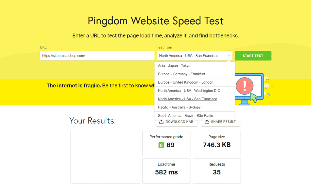 Pingdom Speed Test