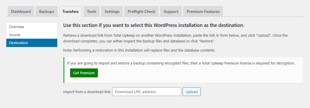 Total Upkeep Transfers Link Destination