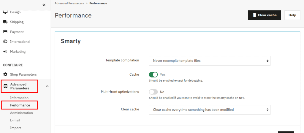 Velocizzare Prestashop Smarty Cache