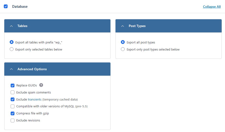 Wp Migrate Lite Export Database