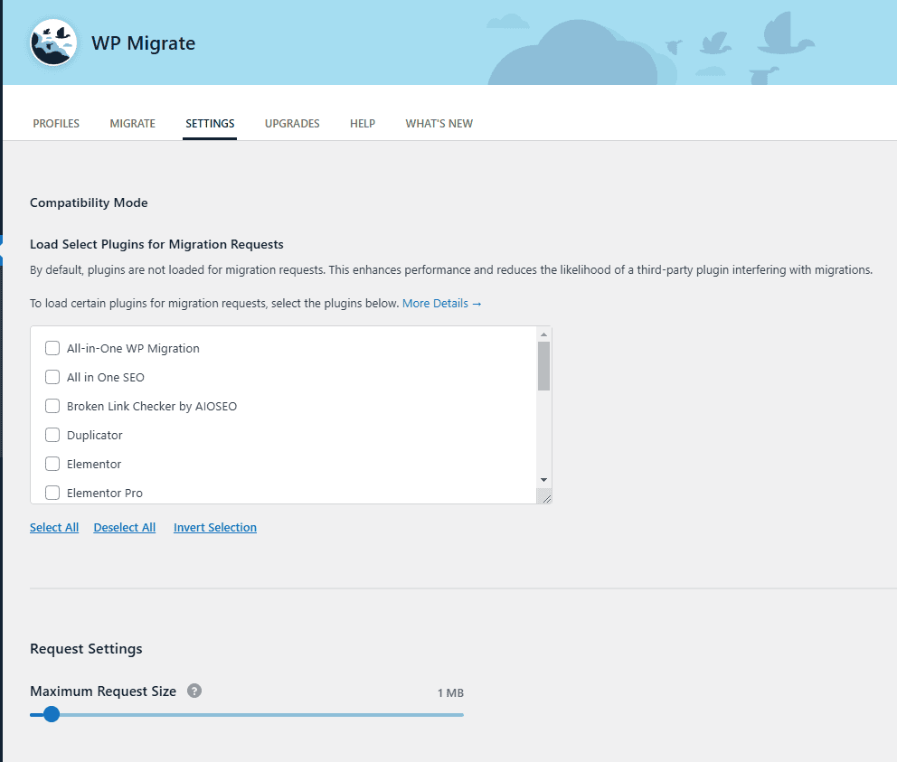 Wp Migrate Lite Settings