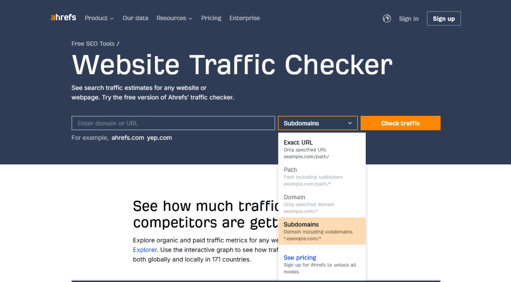 Analisi Traffico Sito Ahrefs