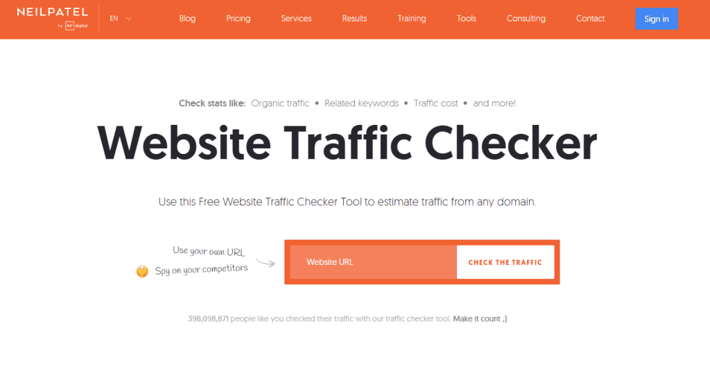 Analizzatore Traffico Gratuito Ubersuggest
