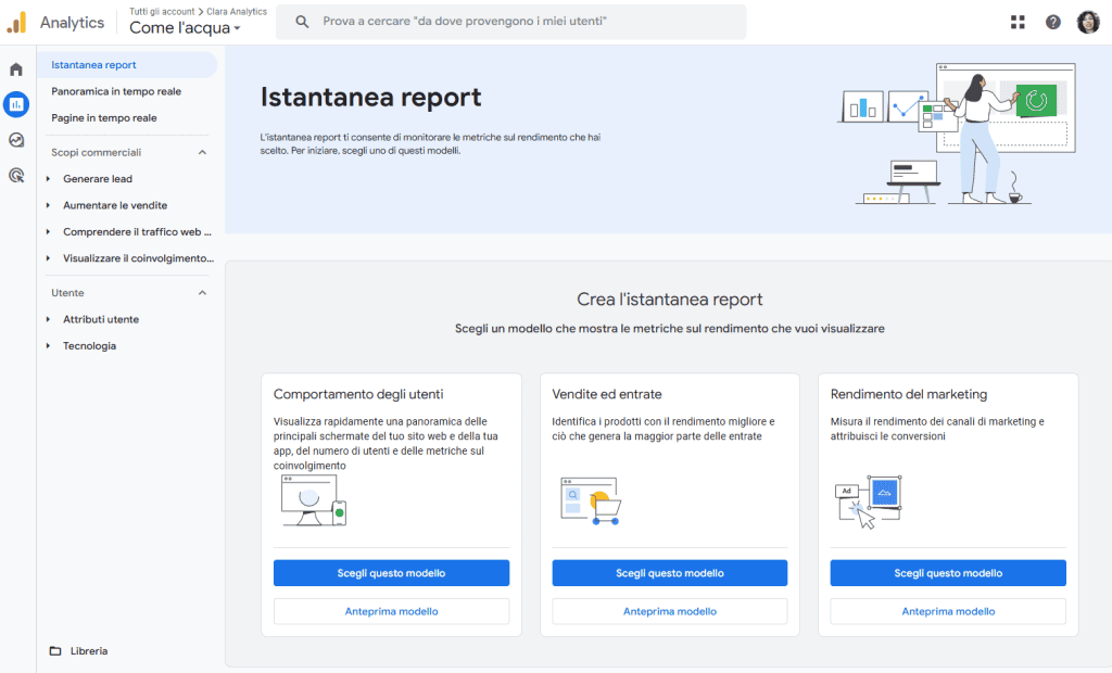 Ga Crea Istantanea Report