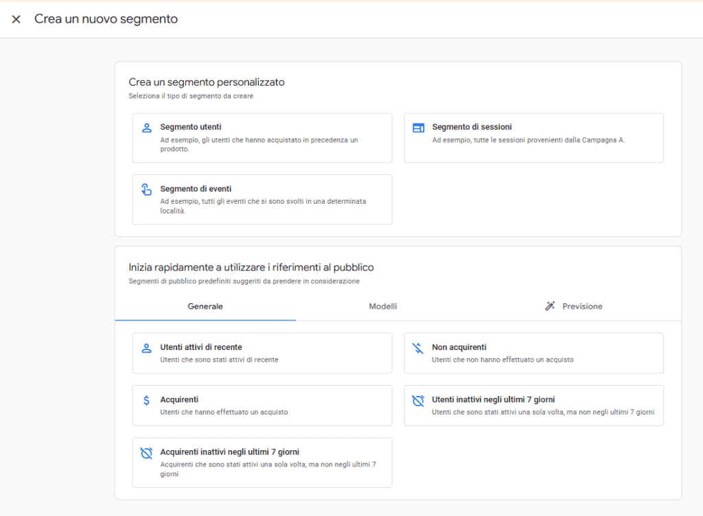 Ga4 Amministrazione Crea Nuovo Segmento