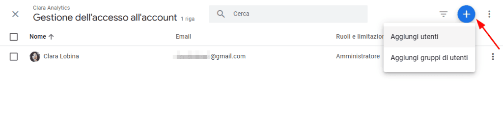 Google Analytics Amministrazione Account Gestione