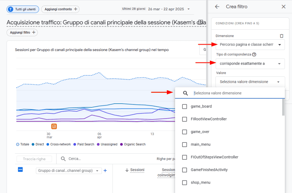Google Analytics Crea Filtro Sorgente Pagina