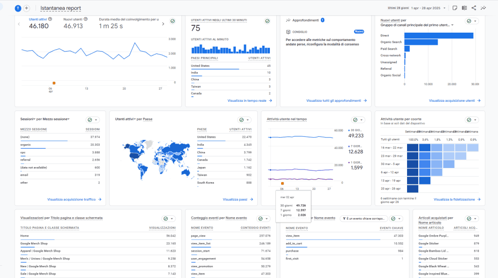 Istantanea Report Account Demo Analytics