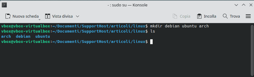 Mkdir Creare Piu Cartelle