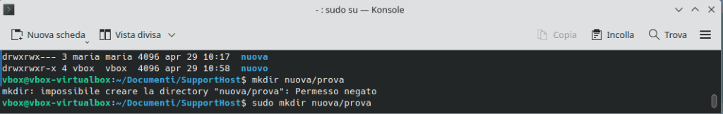 Permesso Negato Comando Mkdir