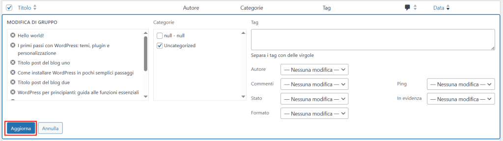 Aggiornare Articoli Importati Da Squarespace